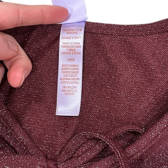 Savage X Fenty Rianna Sleep & Shine Set in Metallic Maroon - Picture 10 of 12